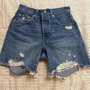 Levi's Blue Distressed Cutoff Denim Shorts